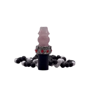 Boquilla personal TGS Velaris Pink en resina acrílica con tonos rosados, efecto mineral y rosario