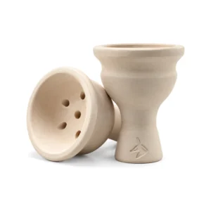 Cazoleta TGS Crown White de barro blanco sin esmaltar con forma tradicional turca y logotipo TGS grabado