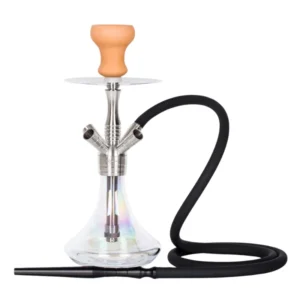 Cachimba BRODATOR 320 MINI alemana de 32 cm en acero inoxidable con bolsa de transporte, manguera de silicona, boquilla de aluminio, cazoleta de terracota y difusor regulable en The Good Shisha