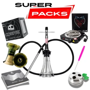 Pack cachimba KVZE Grid Mini alemana de 45 cm con cazoleta TGS Nilo y carbón