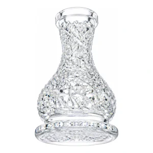 Base RF Crystal Cut Clear de cristal tallado a mano con motivo de estrellas, 21,5 cm de alto y boca de 4,5 cm