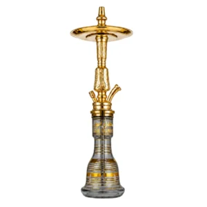 Cachimba Khalil Mamoon Single Kamanja de 62,5 cm con mástil dorado y base de cristal