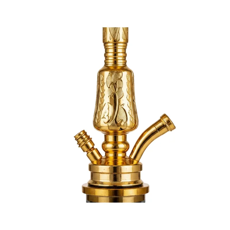 Cachimba Khalil Mamoon Single Kamanja de 62,5 cm con mástil dorado y base de cristal
