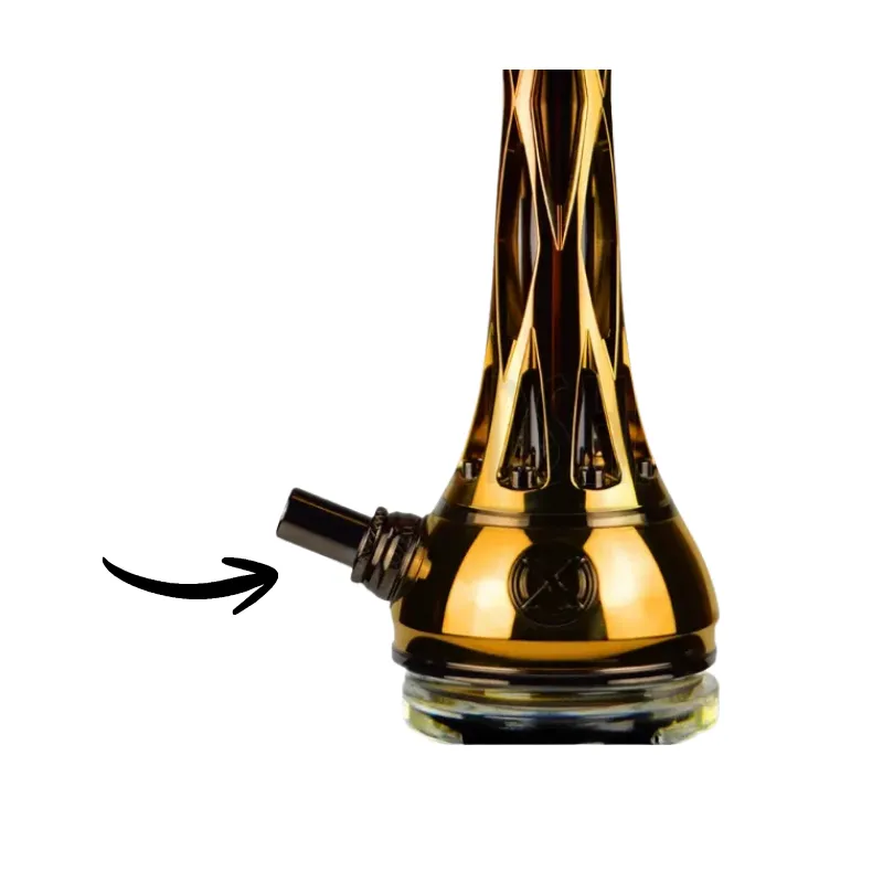 Conector manguera Blade Hookah dorado con anillo moleteado y placa imantada