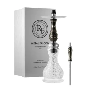 Cachimba RF Hookah Metal Falcon en ébano con incrustación de alpaca
