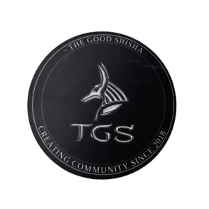 Tapete alfombrilla para cachimba TGS de 21 cm modelo Anubis, negro con el logotipo de The Good Shisha