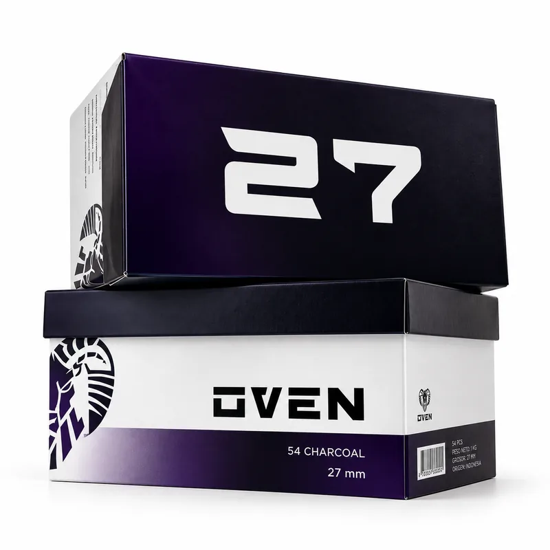 dos cajas de carbón Oven 27 mm para cachimba apiladas