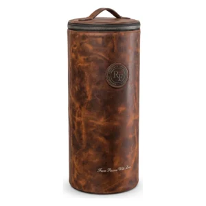 Cachimba RF Mini Maple Stab con mástil de arce estabilizado con vetas tipo mármol, base de cristal tallado y mochila de piel RF