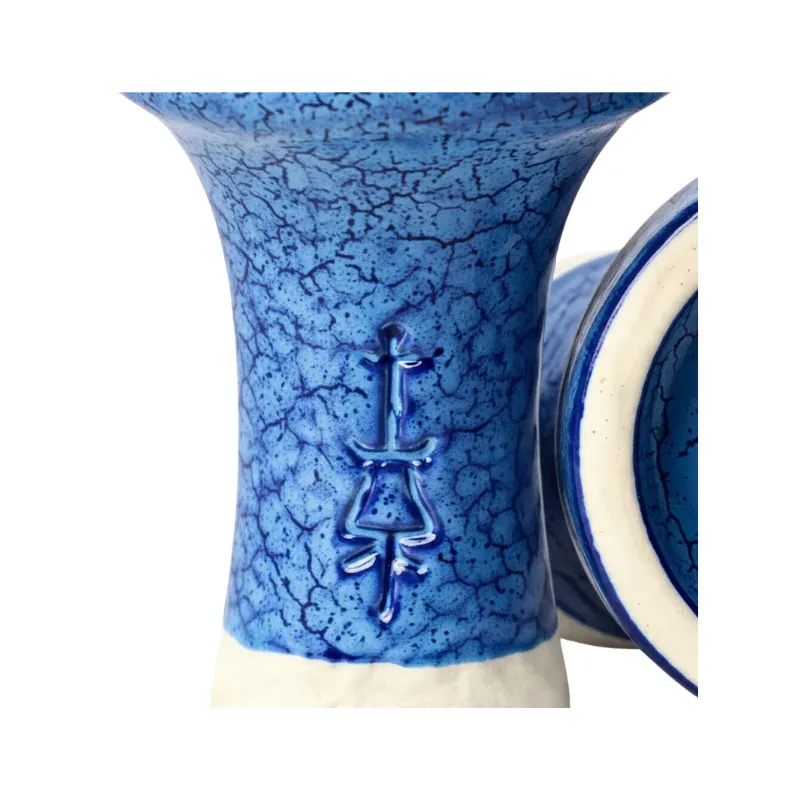 Cazoleta Elemento Agua Tradi Blue de barro blanco con 5 agujeros